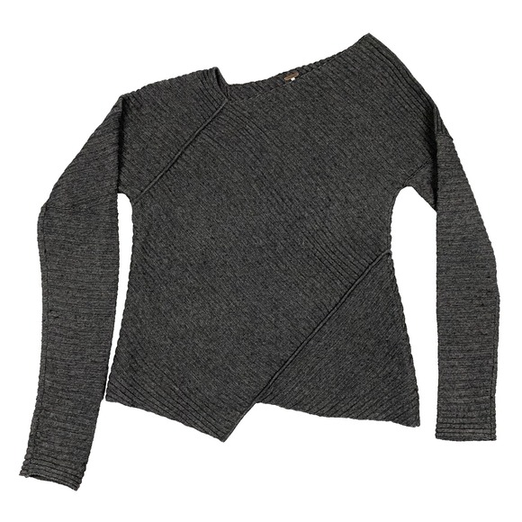 Free People Sweaters - Free‎ People Love & Harmony Off Shoulder Gray Ribbed Wool Blend Sweater Womens M